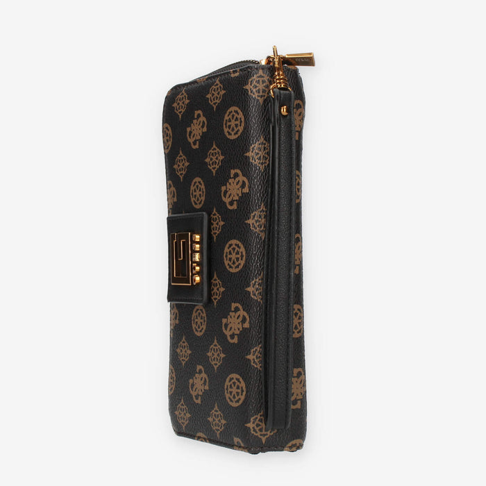 Guess Alva Portafogli marrone logato con zip e polsiera