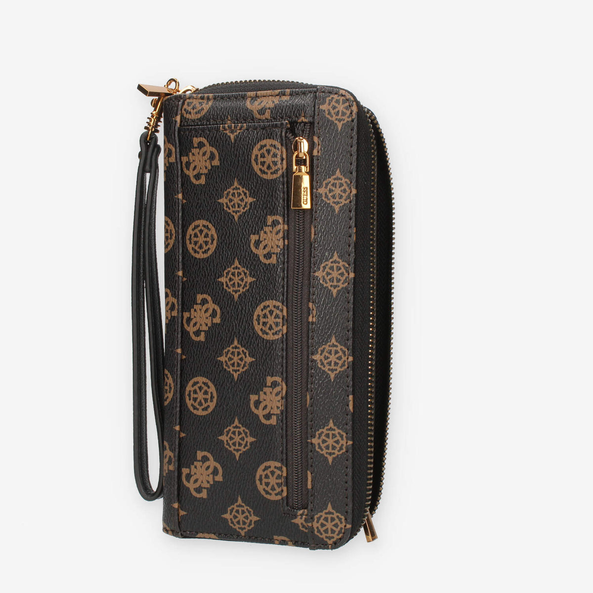 Guess Alva Portafogli marrone logato con zip e polsiera
