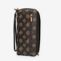 Guess Alva Portafogli marrone logato con zip e polsiera