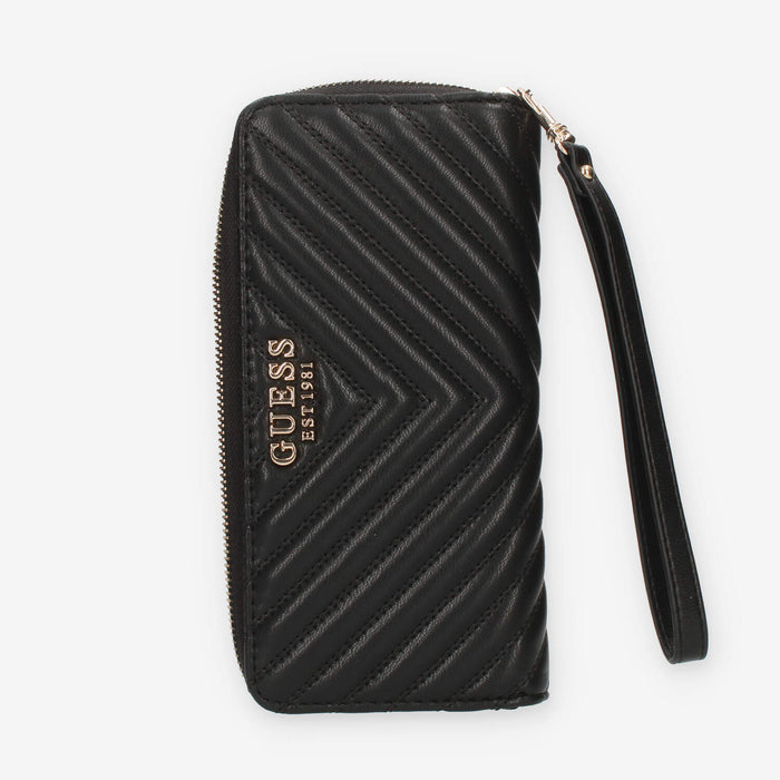 Guess Keillah Portafogli nero trapuntato con zip e polsiera