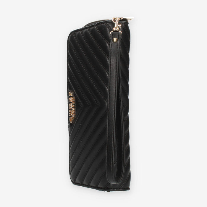 Guess Keillah Portafogli nero trapuntato con zip e polsiera