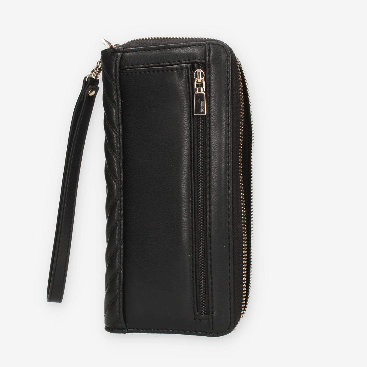 Guess Keillah Portafogli nero trapuntato con zip e polsiera