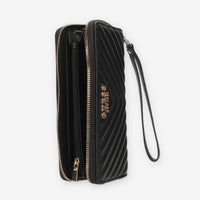 Guess Keillah Portafogli nero trapuntato con zip e polsiera