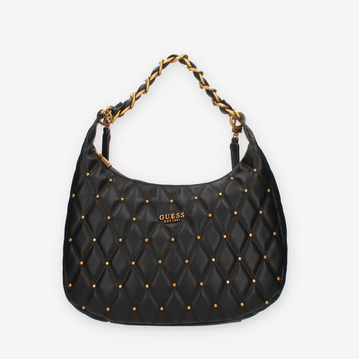 Guess Triana Borsa nera a spalla trapuntata con borchiette