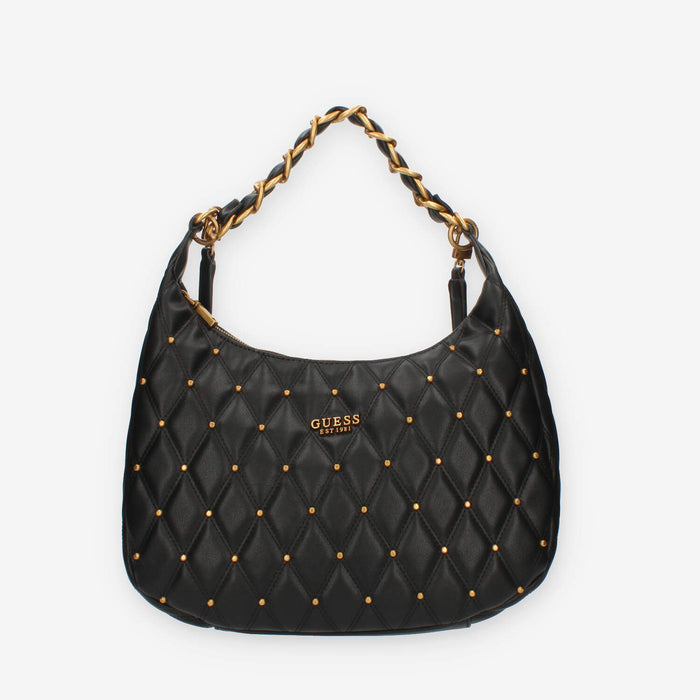 Guess Triana Borsa nera a spalla trapuntata con borchiette