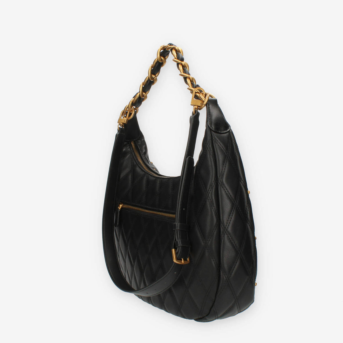 Guess Triana Borsa nera a spalla trapuntata con borchiette