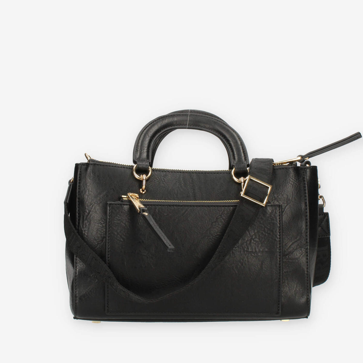 John Richmond Borsa a mano a 3 scomparti nera e oro con charm