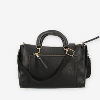 John Richmond Borsa a mano a 3 scomparti nera e oro con charm