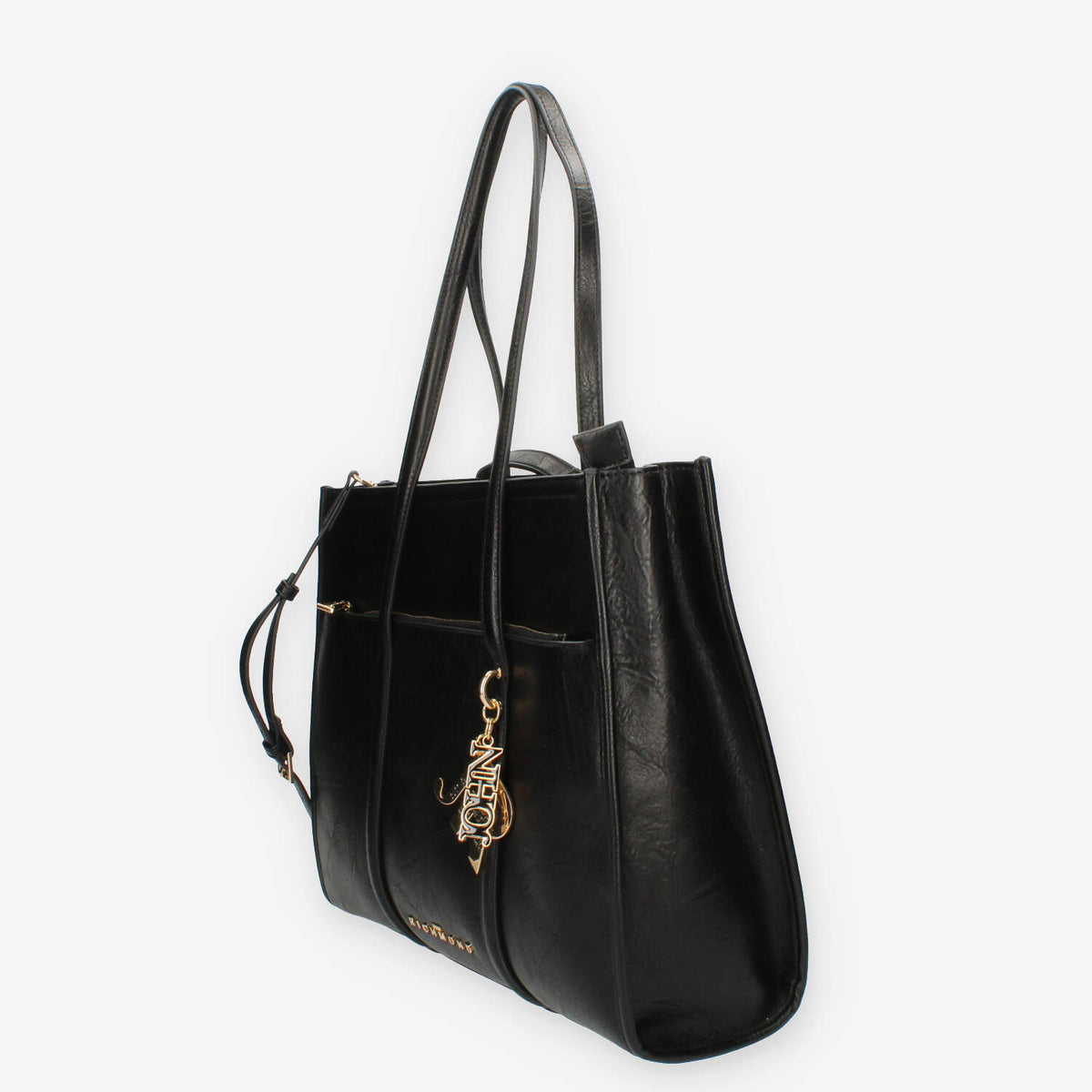 John Richmond Kuzon Borsa shopping nera e oro con charm