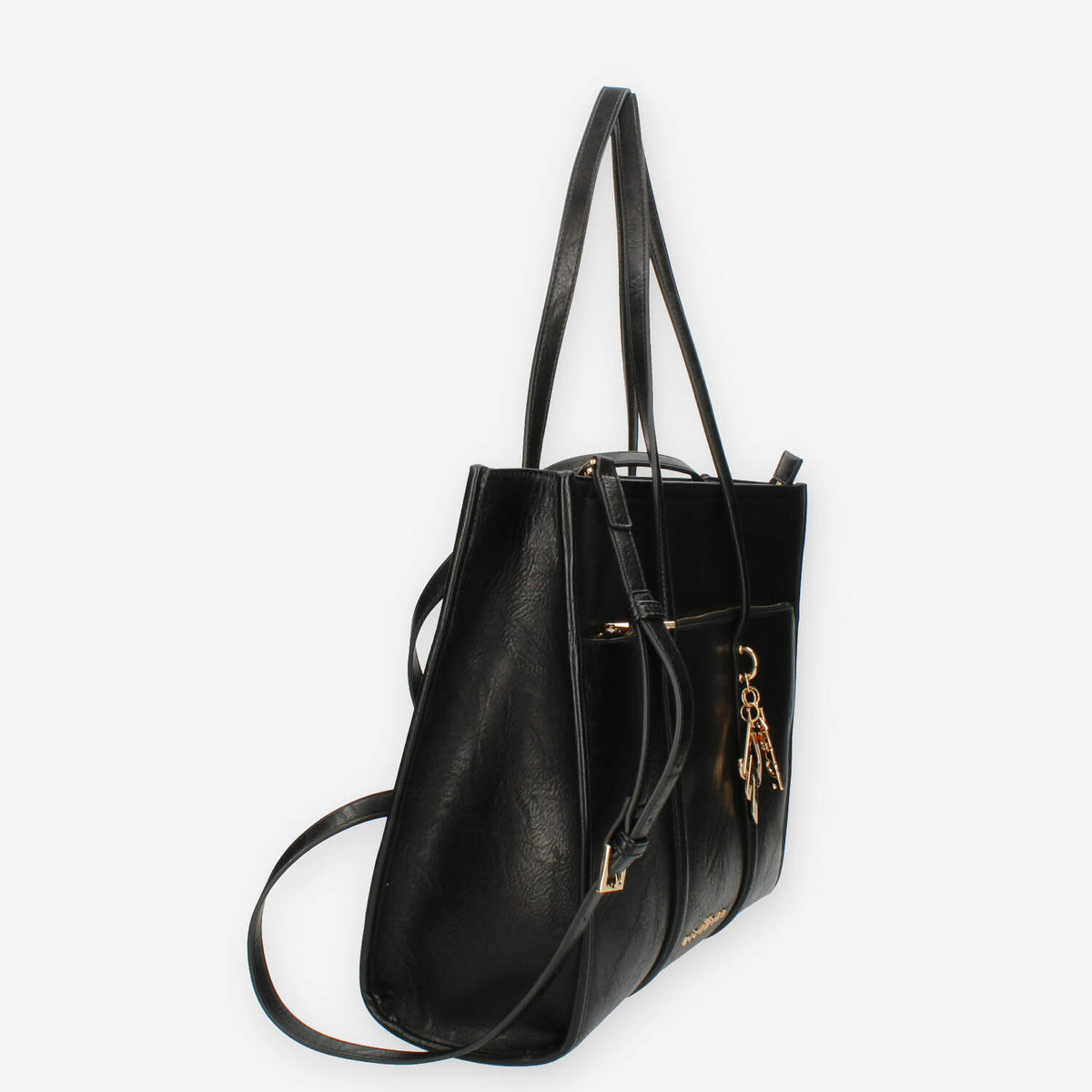John Richmond Kuzon Borsa shopping nera e oro con charm