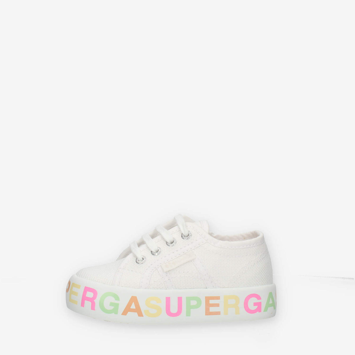 Superga 2730 Kids Platform Lettering Sneakers basse bianche con fondo logato multicolore