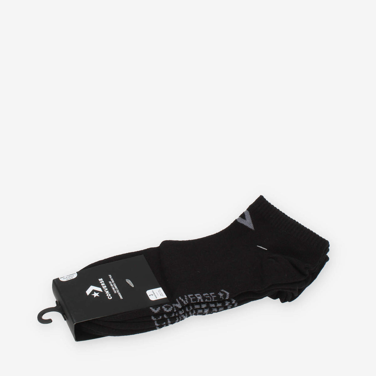 Converse Set da 3 paia di calzini neri con logo grigio in misto cotone