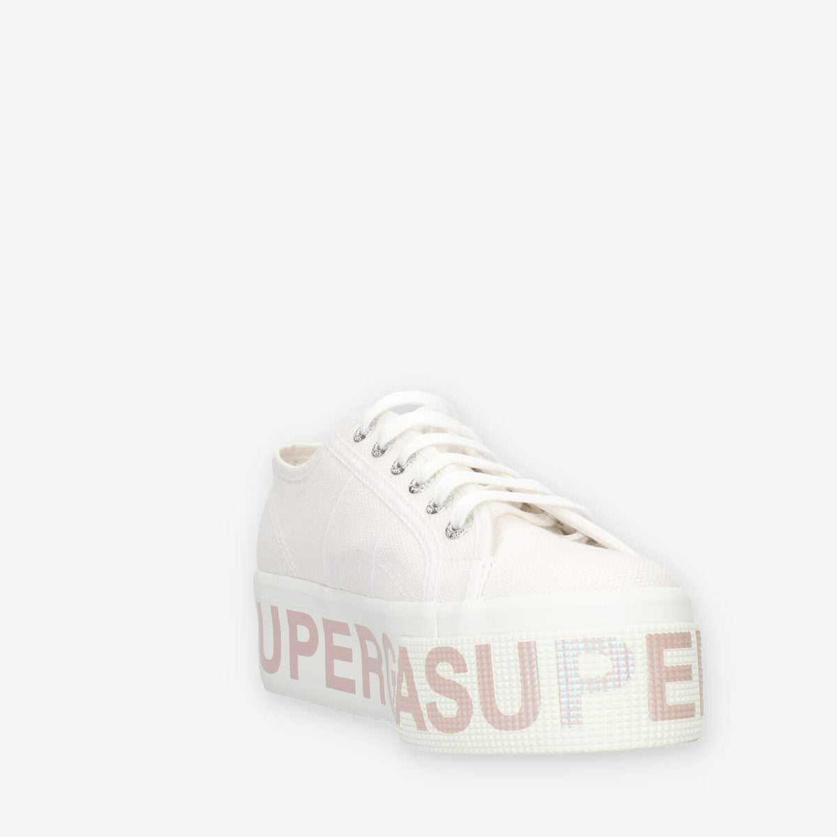 Superga 2790 Platform Lettering Sneakers bianche con logo iridescente