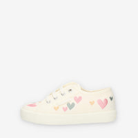 Superga 2750 Kids Easylite Hearts Sneakers avorio con cuori ricamati