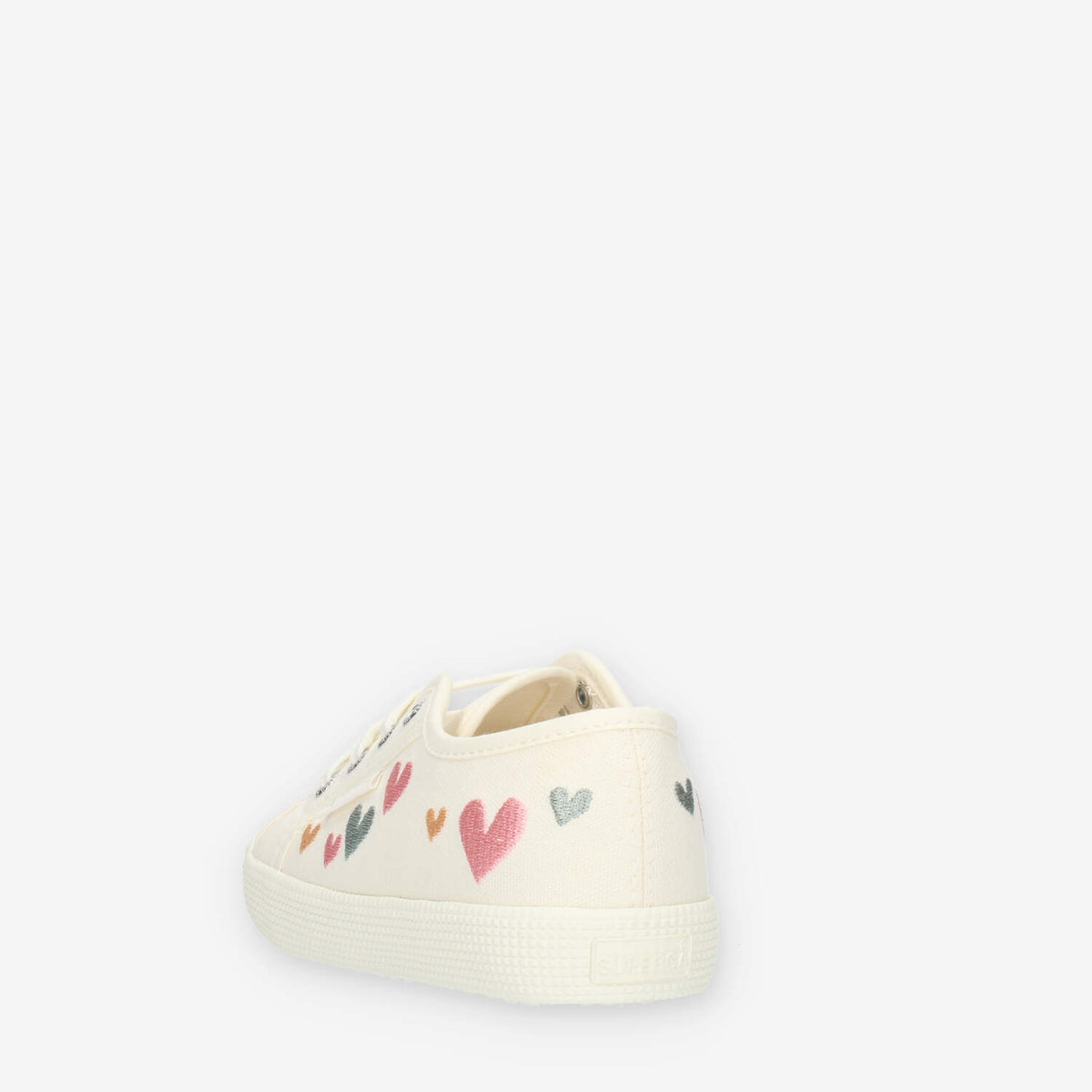Superga 2750 Kids Easylite Hearts Sneakers avorio con cuori ricamati