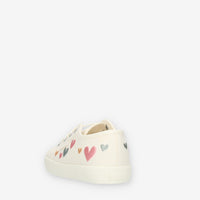 Superga 2750 Kids Easylite Hearts Sneakers avorio con cuori ricamati