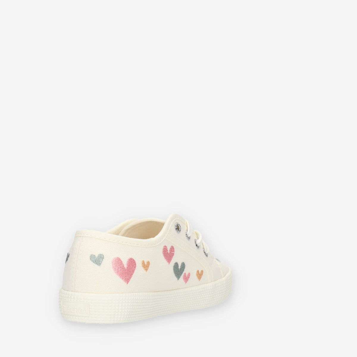 Superga 2750 Kids Easylite Hearts Sneakers avorio con cuori ricamati