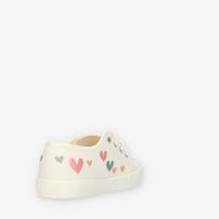 Superga 2750 Kids Easylite Hearts Sneakers avorio con cuori ricamati