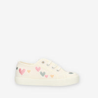 Superga 2750 Kids Easylite Hearts Sneakers avorio con cuori ricamati