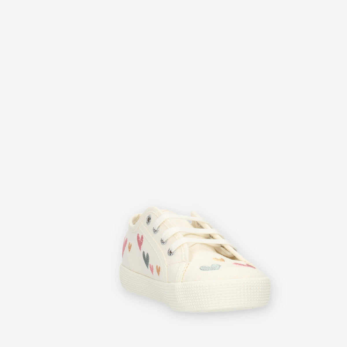 Superga 2750 Kids Easylite Hearts Sneakers avorio con cuori ricamati