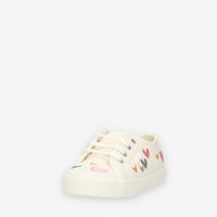 Superga 2750 Kids Easylite Hearts Sneakers avorio con cuori ricamati