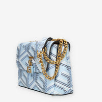 Guess Montreal Borsetta a tracolla a 3 scomparti azzurra con lucchetto