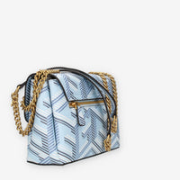 Guess Montreal Borsetta a tracolla a 3 scomparti azzurra con lucchetto