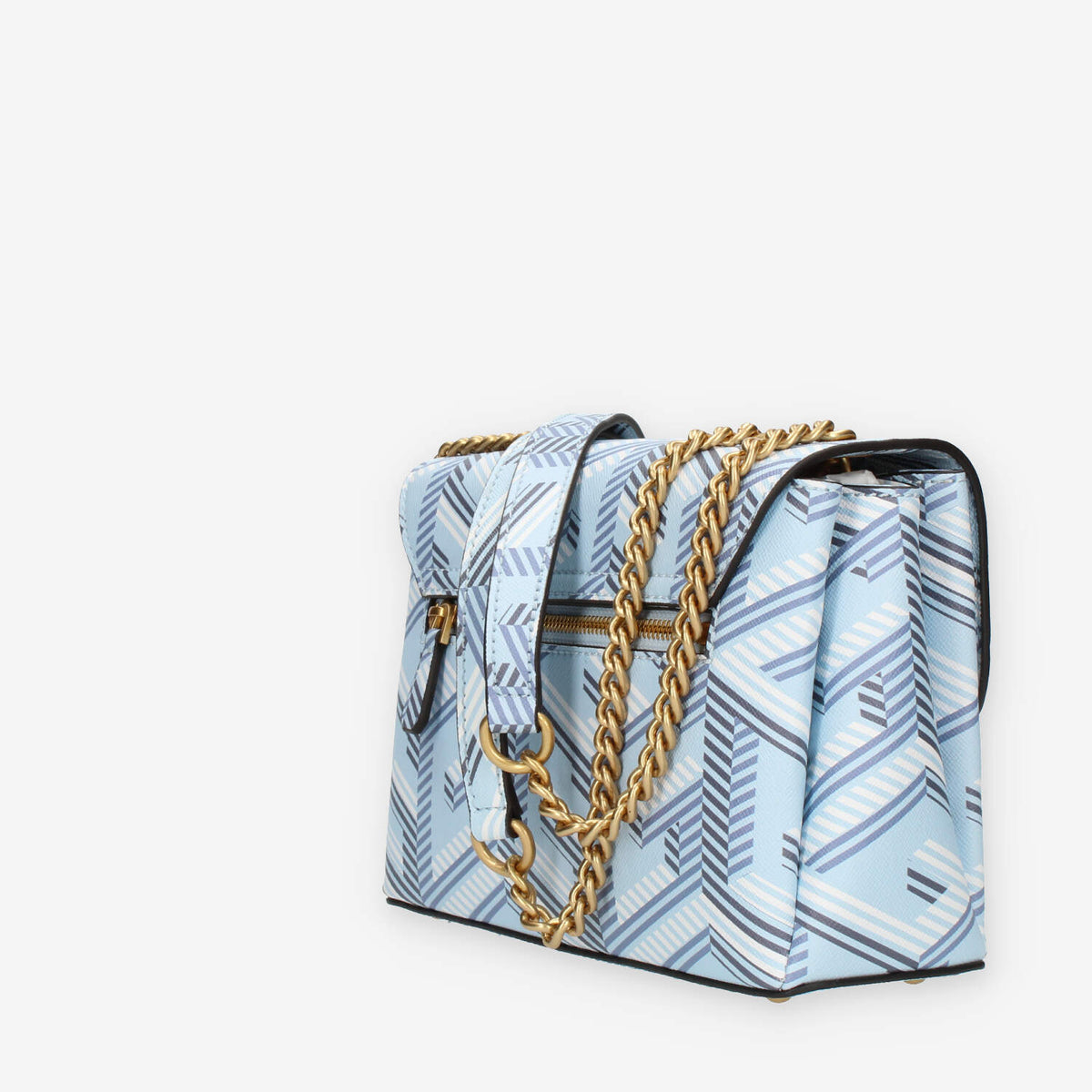 Guess Montreal Borsetta a tracolla a 3 scomparti azzurra con lucchetto