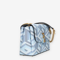 Guess Montreal Borsetta a tracolla a 3 scomparti azzurra con lucchetto