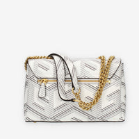 Guess Montreal Borsetta a tracolla a 3 scomparti bianca con lucchetto
