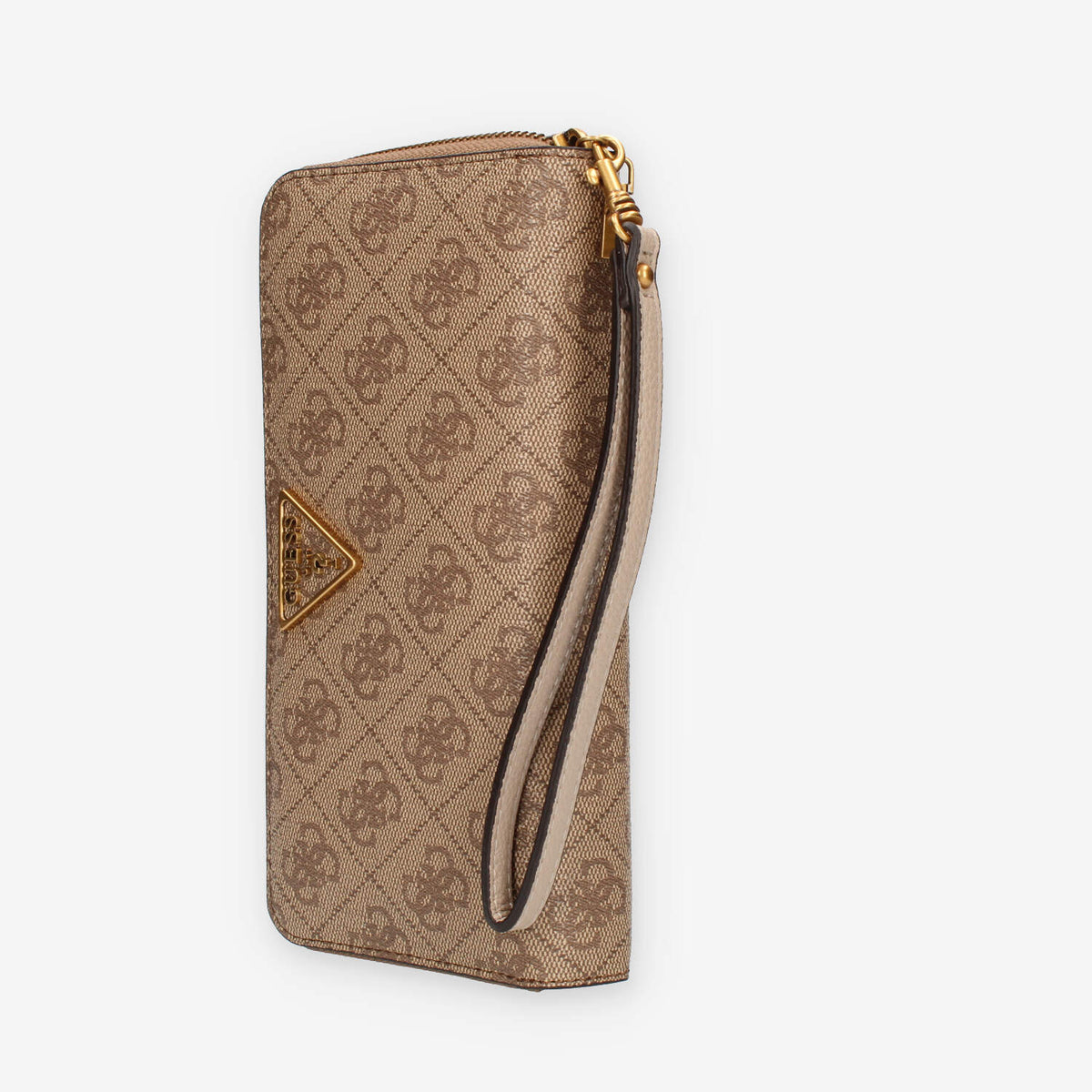 Guess Laurel Portafogli beige logato con zip e polsiera