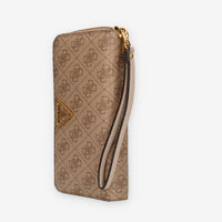Guess Laurel Portafogli beige logato con zip e polsiera