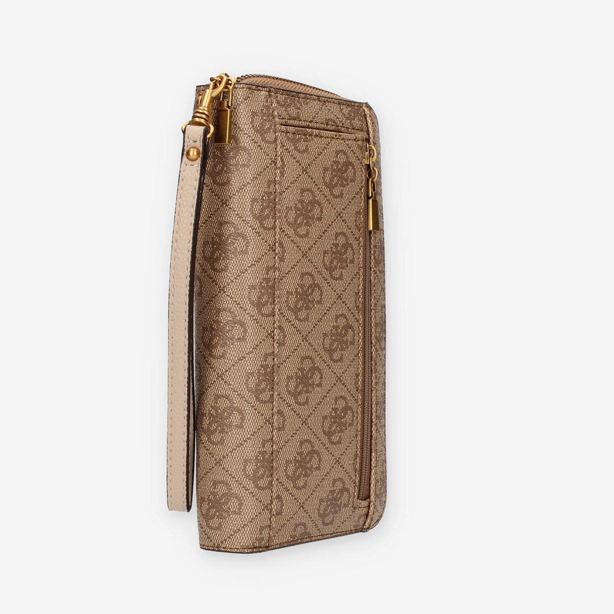 Guess Laurel Portafogli beige logato con zip e polsiera