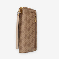 Guess Laurel Portafogli beige logato con zip e polsiera