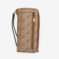 Guess Laurel Portafogli beige logato con zip e polsiera