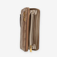 Guess Laurel Portafogli beige logato con zip e polsiera