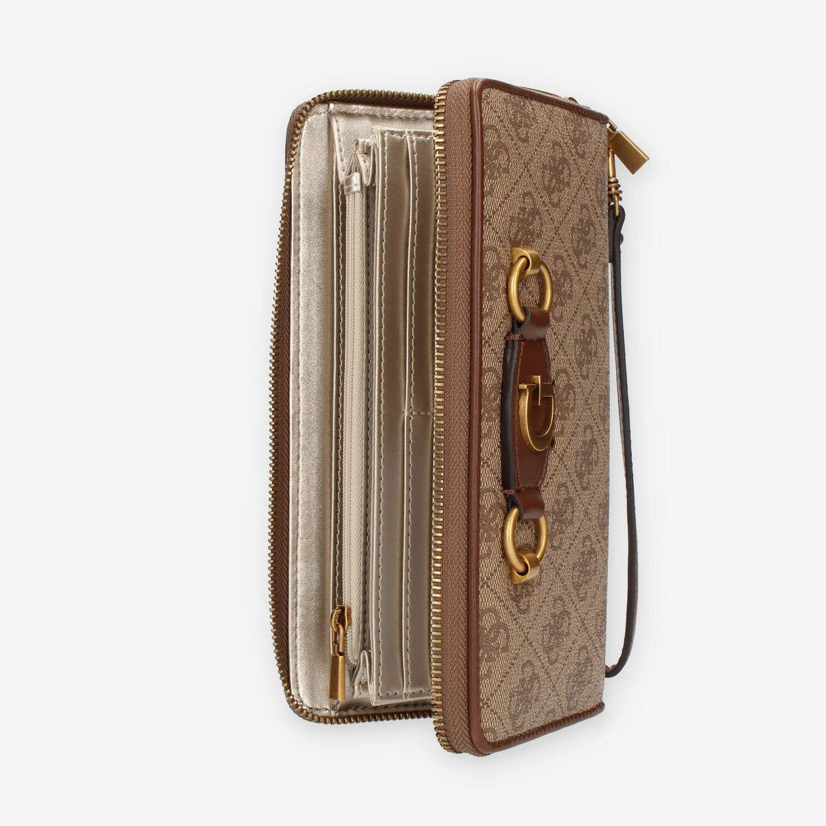 Guess Izzy portafogli marrone logato con polsiera