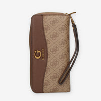 Guess Nell Logo Portafogli beige e marrone logato con zip e polsiera