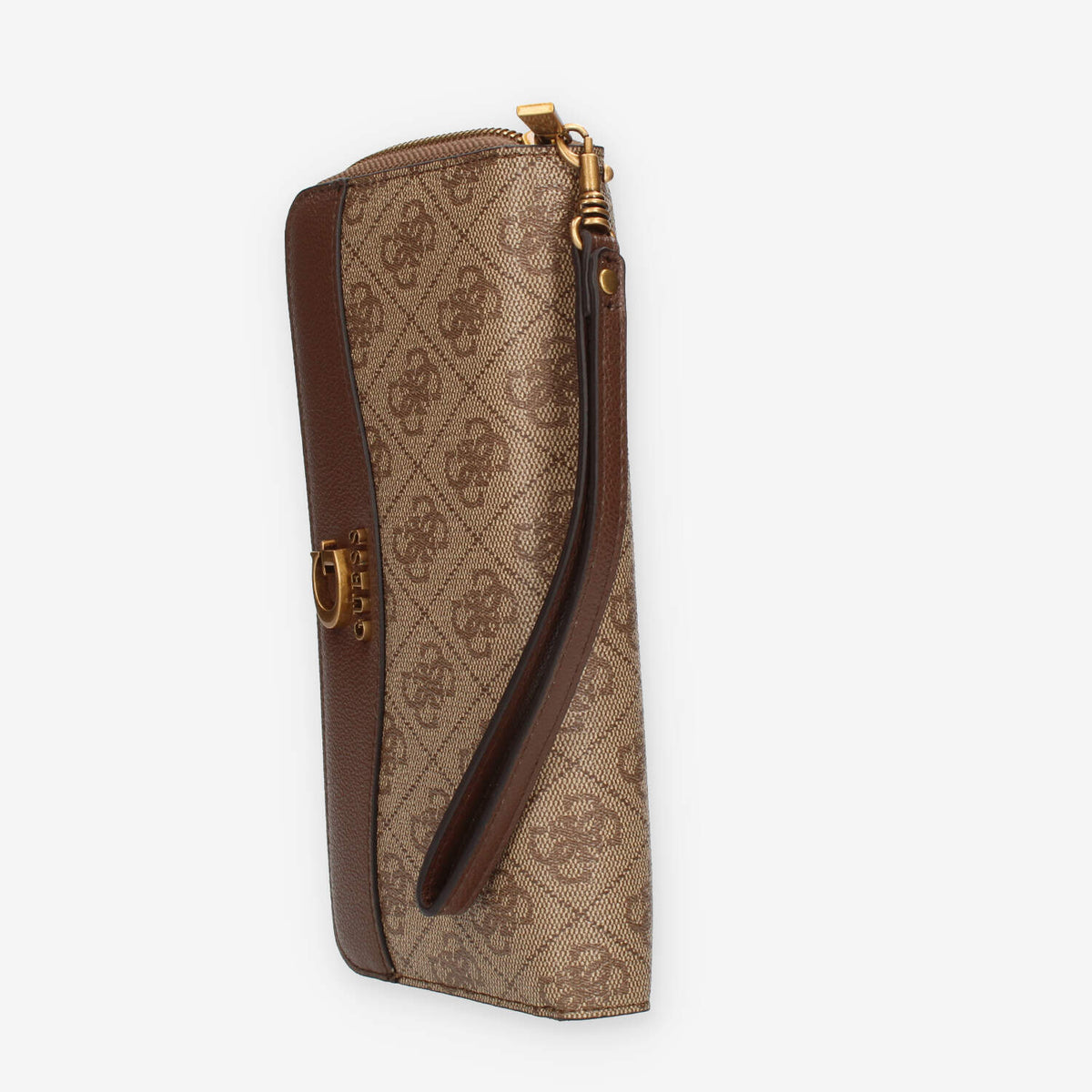 Guess Nell Logo Portafogli beige e marrone logato con zip e polsiera