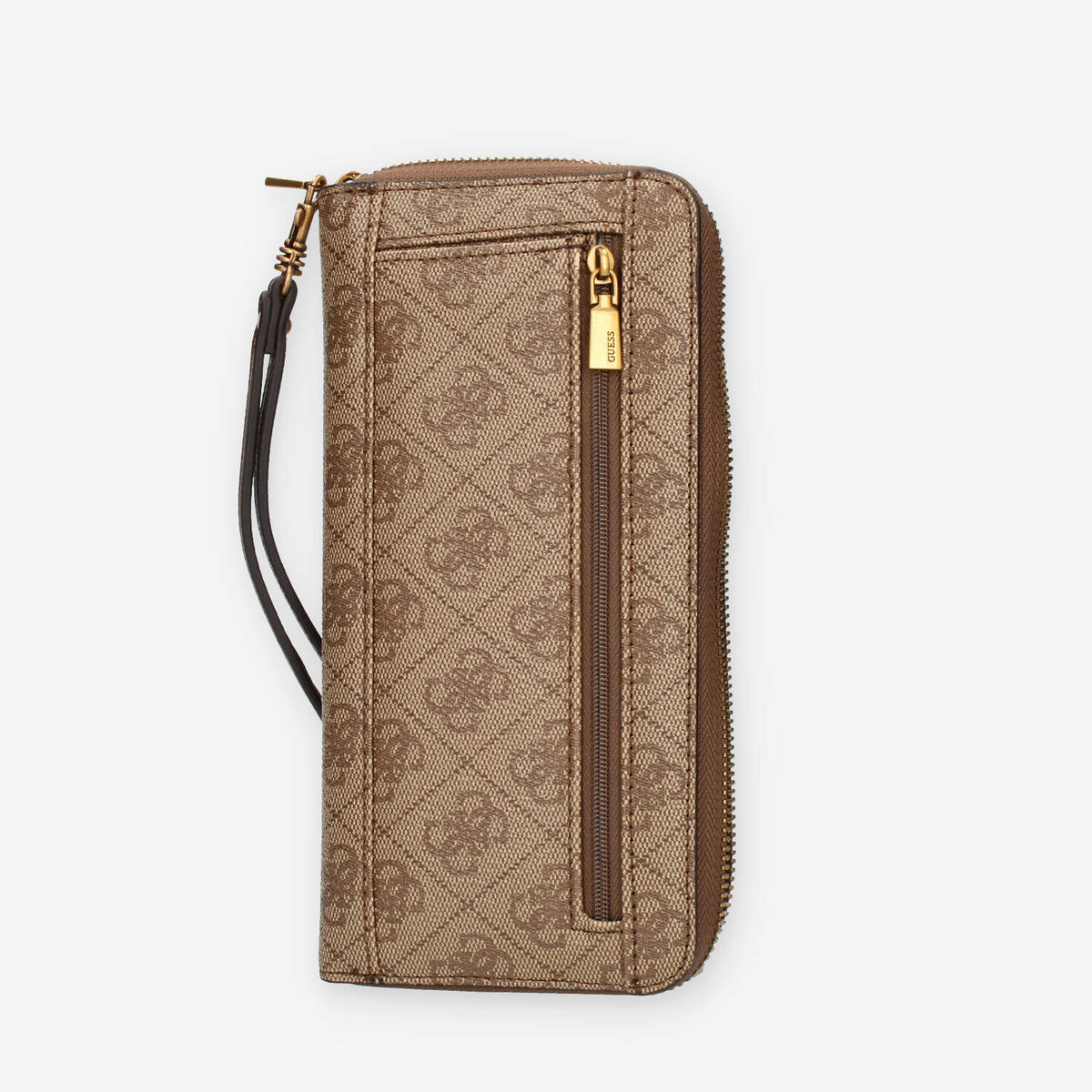 Guess Nell Logo Portafogli beige e marrone logato con zip e polsiera
