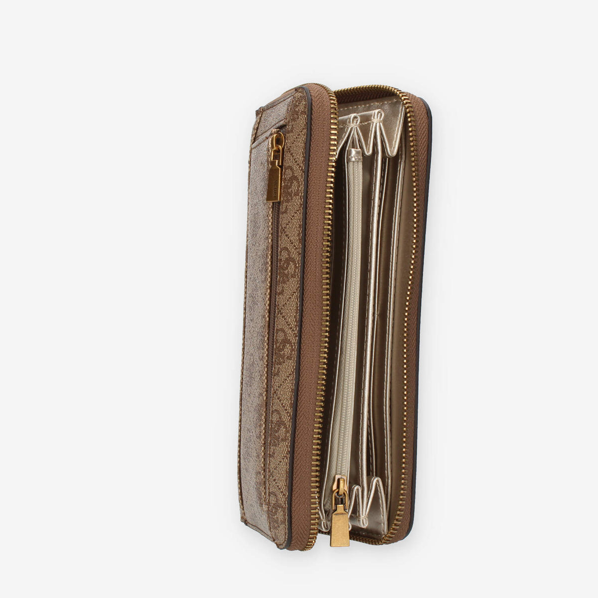 Guess Nell Logo Portafogli beige e marrone logato con zip e polsiera