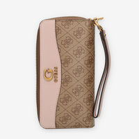 Guess Nell Logo Portafogli beige e rosa logato con zip e polsiera