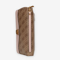 Guess Nell Logo Portafogli beige e rosa logato con zip e polsiera