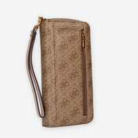 Guess Nell Logo Portafogli beige e rosa logato con zip e polsiera