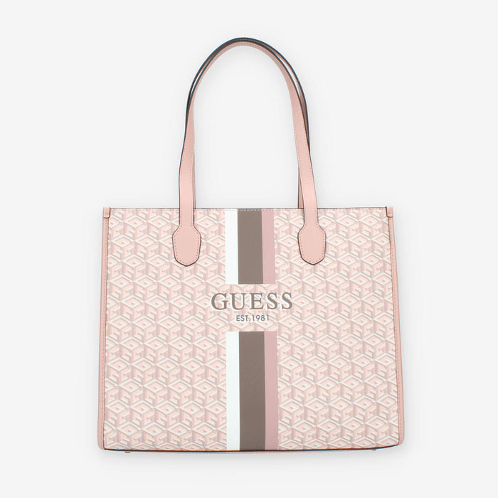 Guess Silvana Borsa modello shopping logata rosa a 3 scomparti