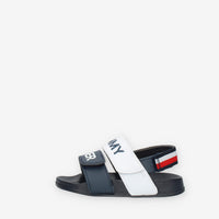 Tommy Hilfiger Sandali bassi da bimbo blu e bianchi con strappi