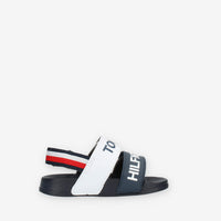 Tommy Hilfiger Sandali bassi da bimbo blu e bianchi con strappi