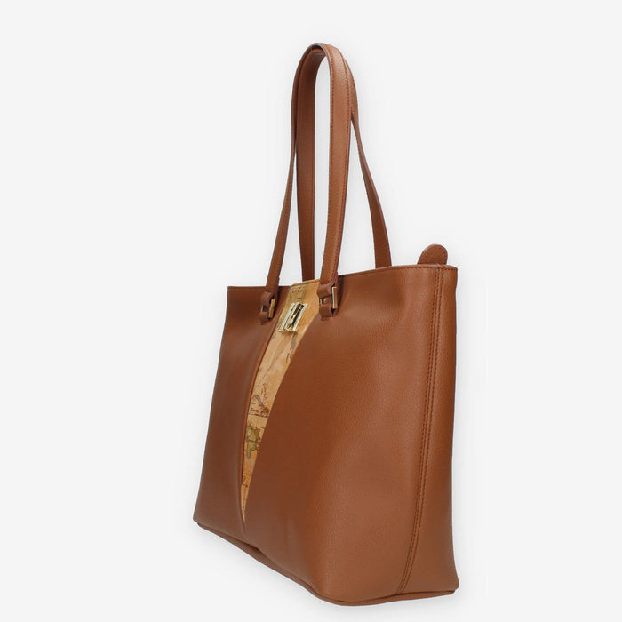 Alviero Martini Prima Classe Borsa Shopping in pelle cuoio e Geo Classic