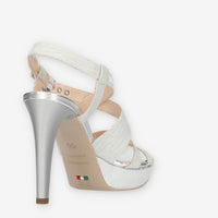 Nero Giardini Sandali glitterati argento da donna con tacco alto